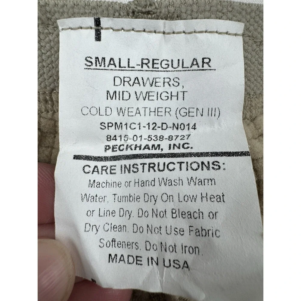 POLARTEC GEN 3 Drawers Mid-Weight‎ Bottom COLD WEATHER Size Small Regular Tan